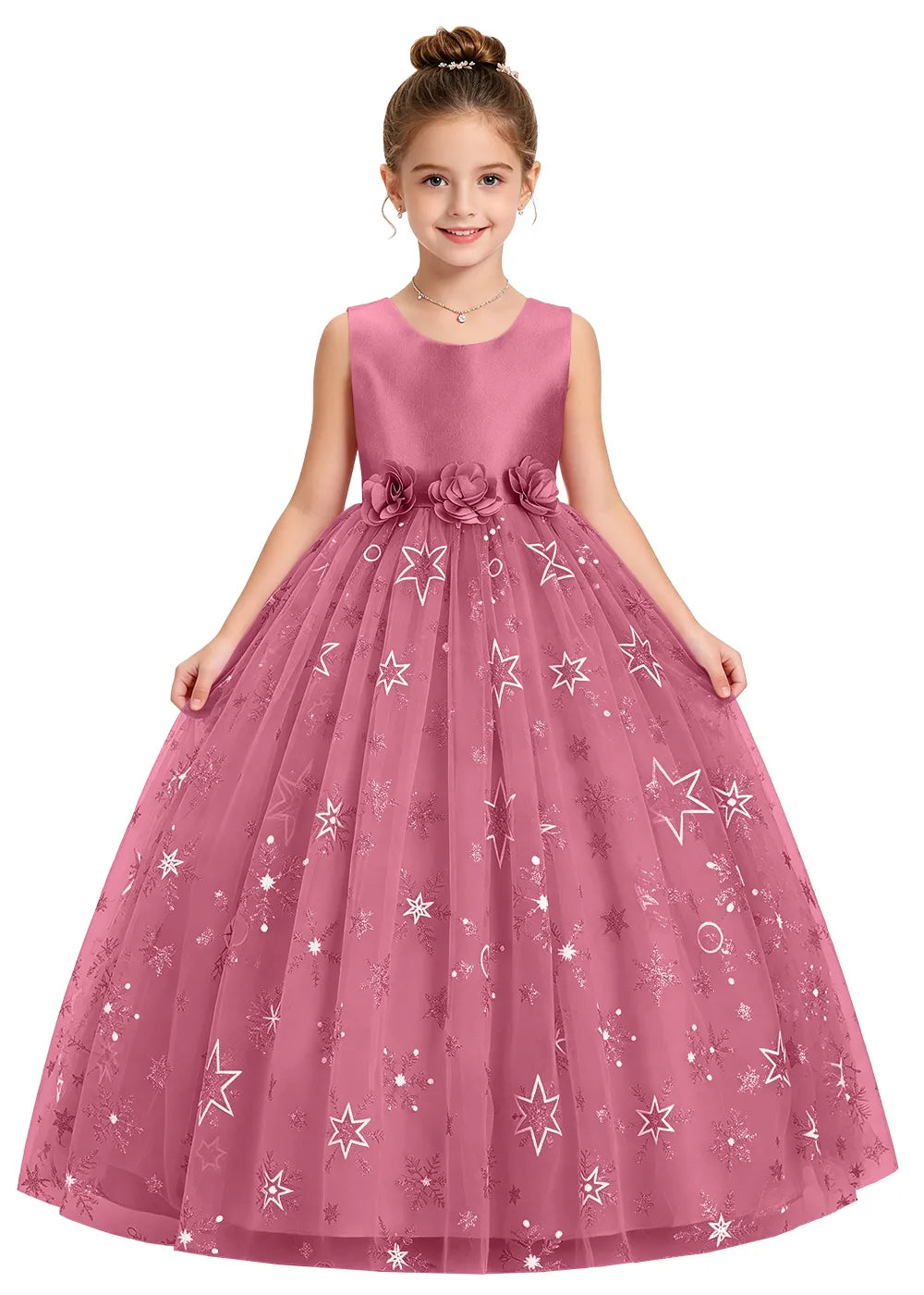 Bow Back Star Glitter Tulle Dress