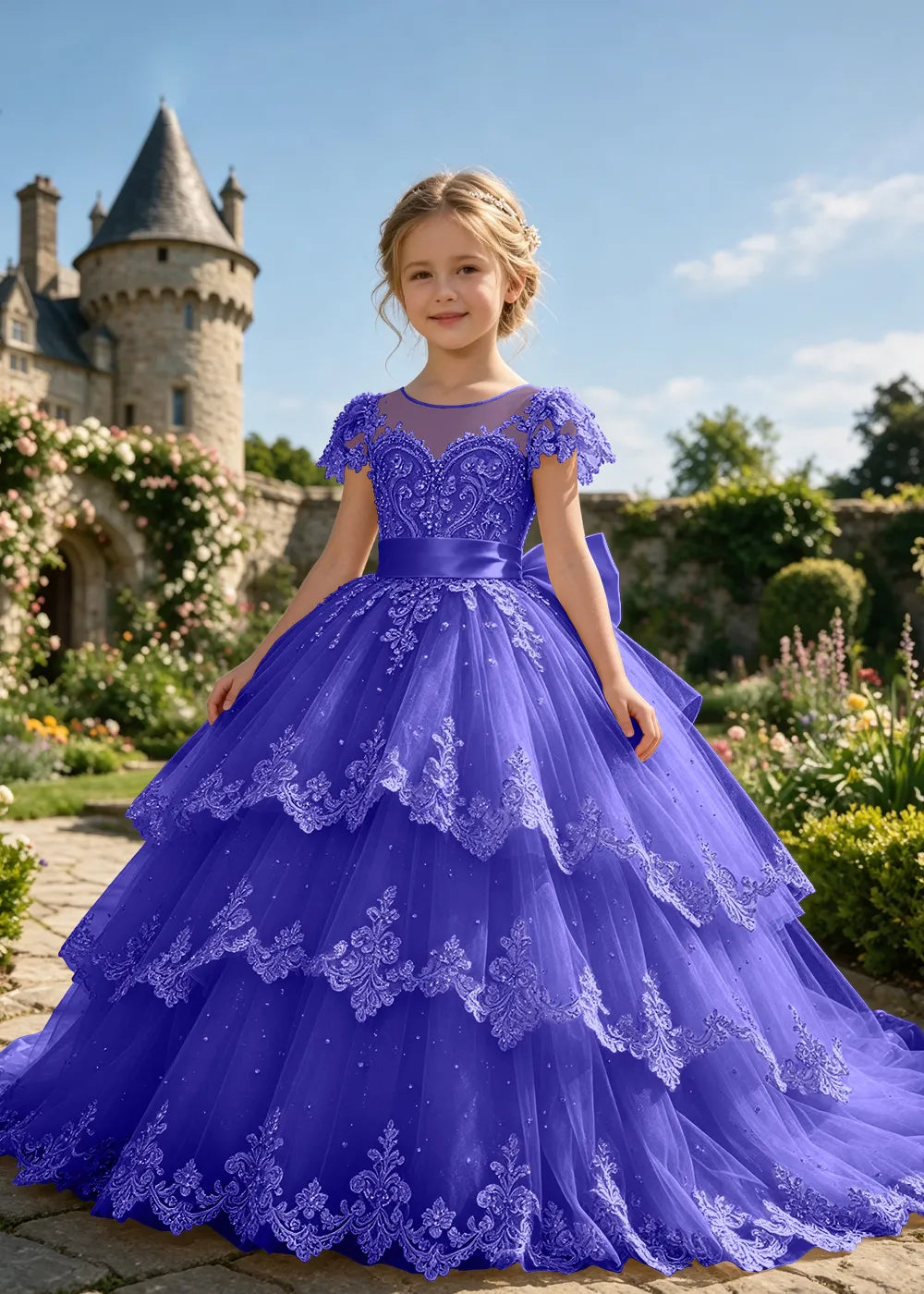 Romantic Scalloped Lace Princess Dress for Special Occasion