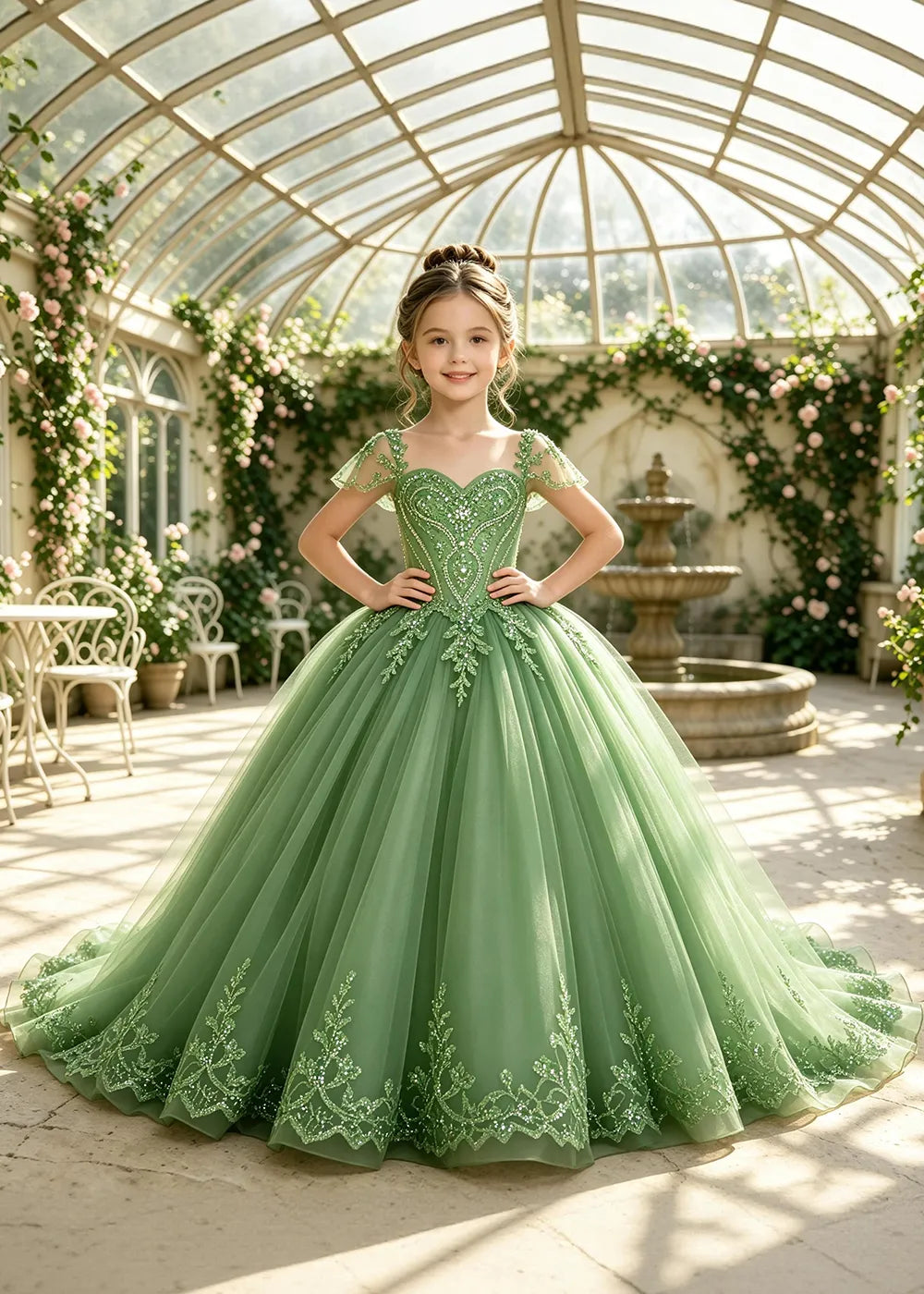 Regal Sequin Lace Princess Pageant Ball Gown