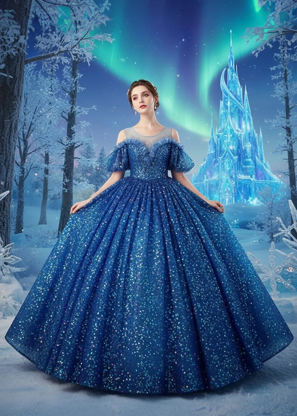 blue galaxy dress Birthday Princess Dress | Glitter Ball Gown for Girls Pageants