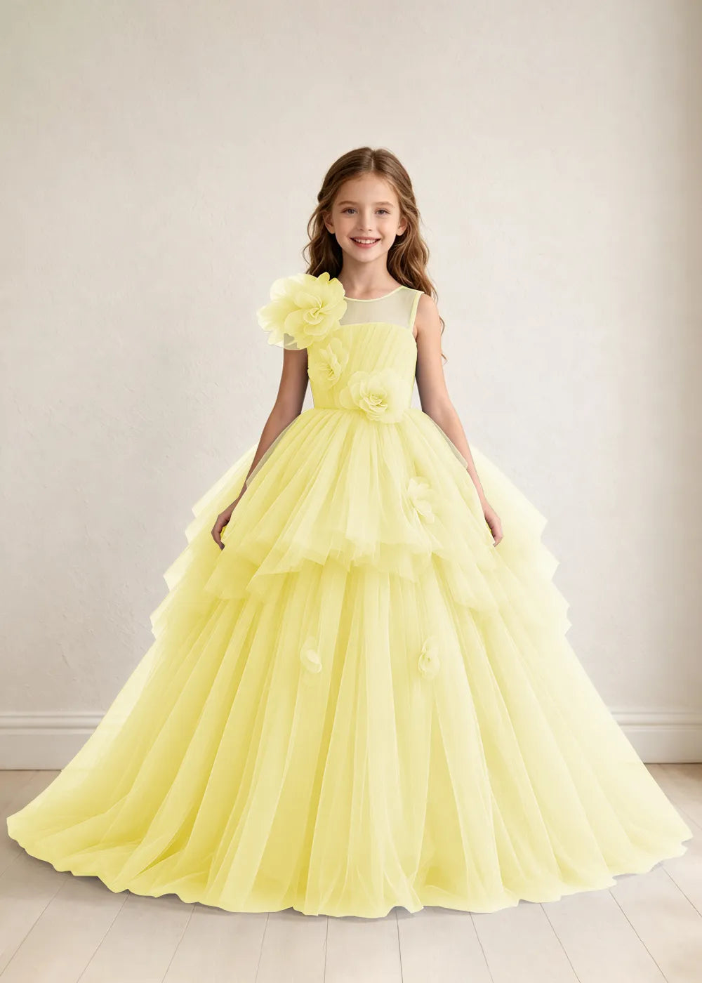 Vestido de princesa sin mangas de encaje