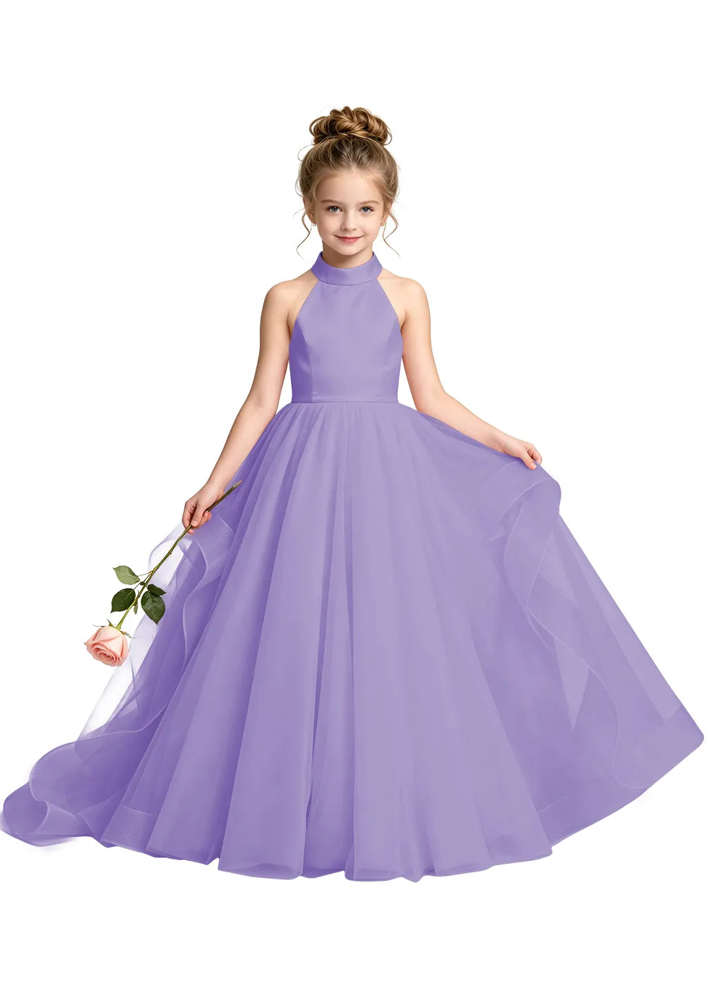 Satin Bodice Tulle Junior Bridesmaid Dress