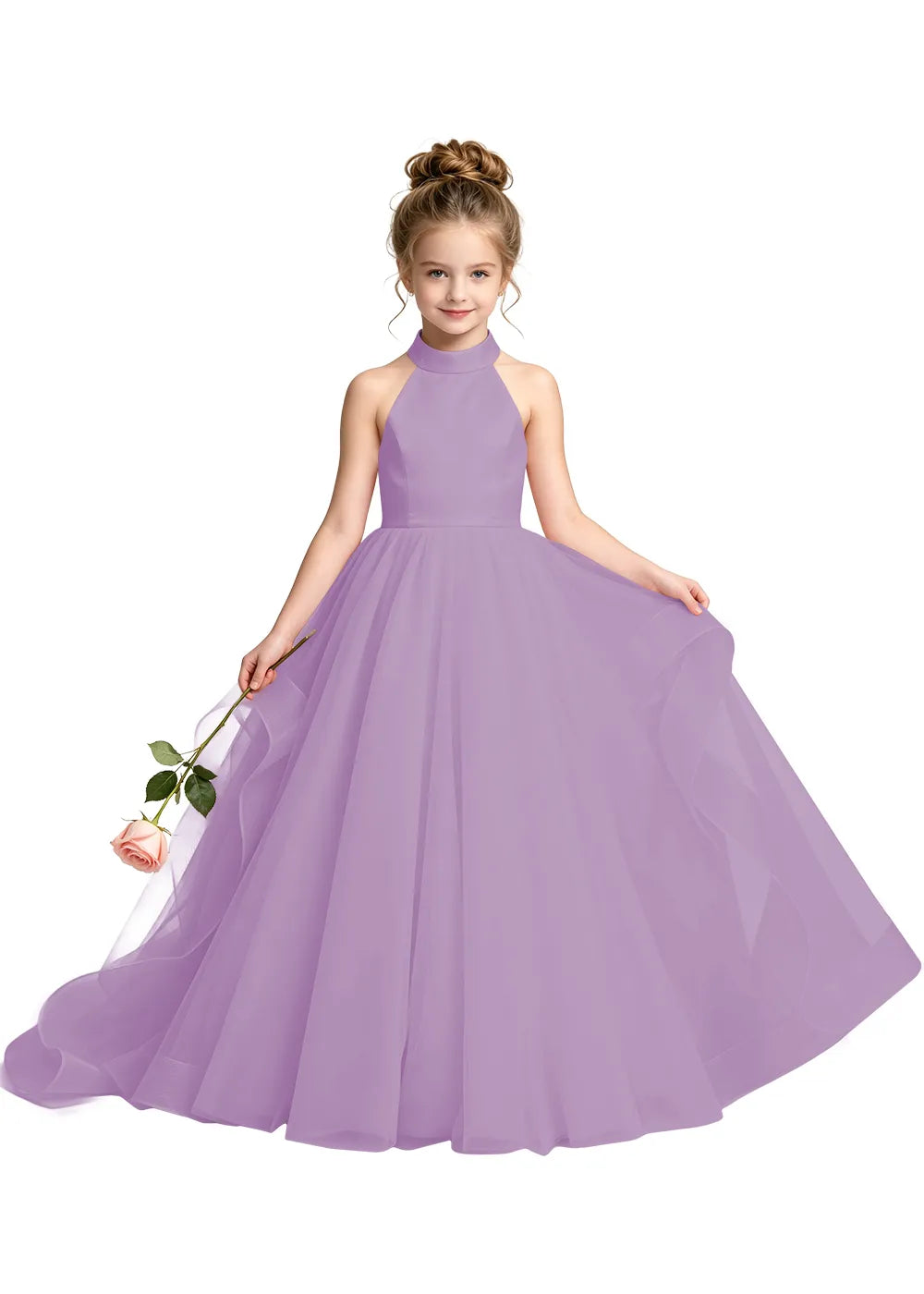 Satin Bodice Tulle Junior Bridesmaid Dress