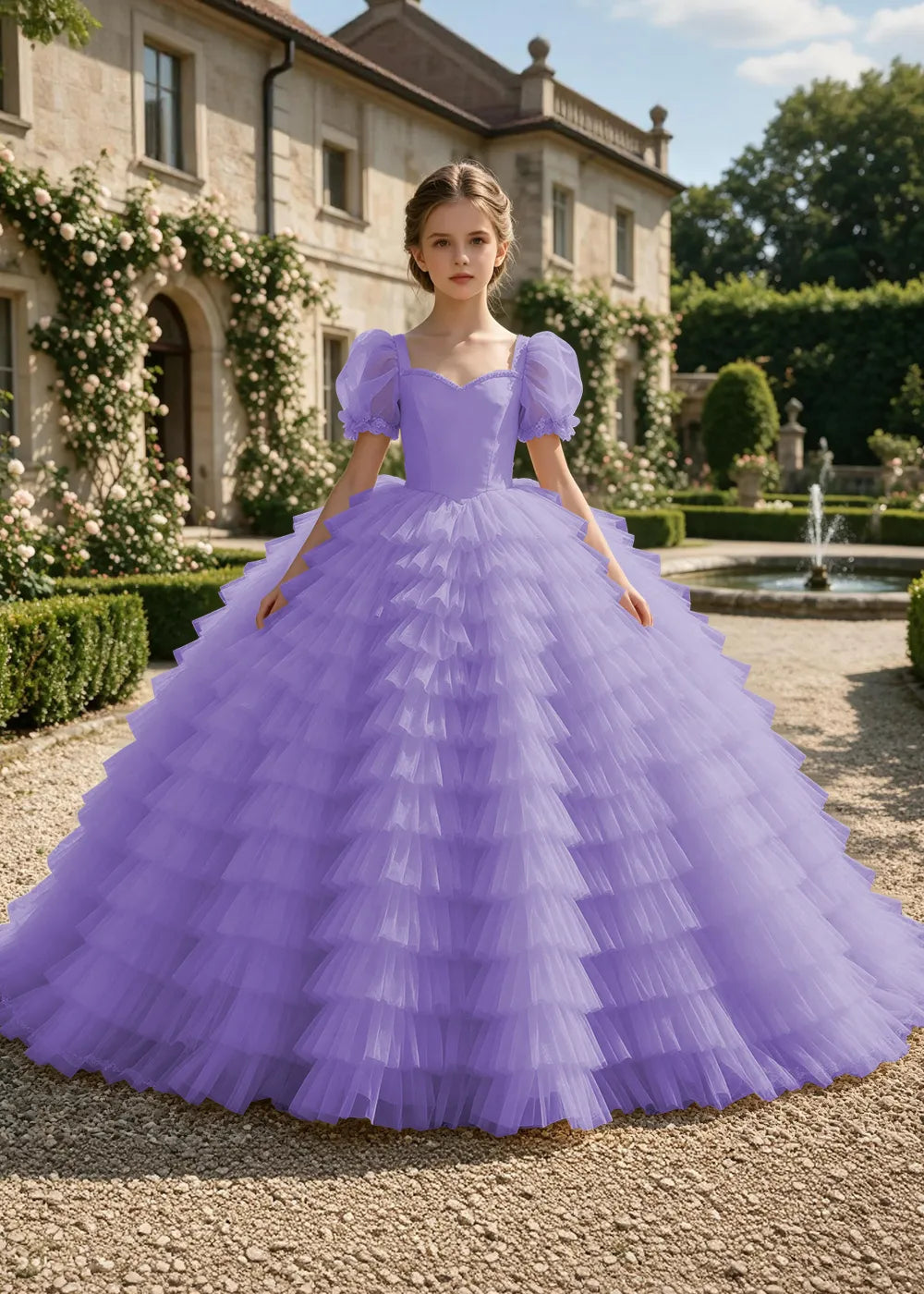 Cascading Ruffle Special Occasion Princess Dress