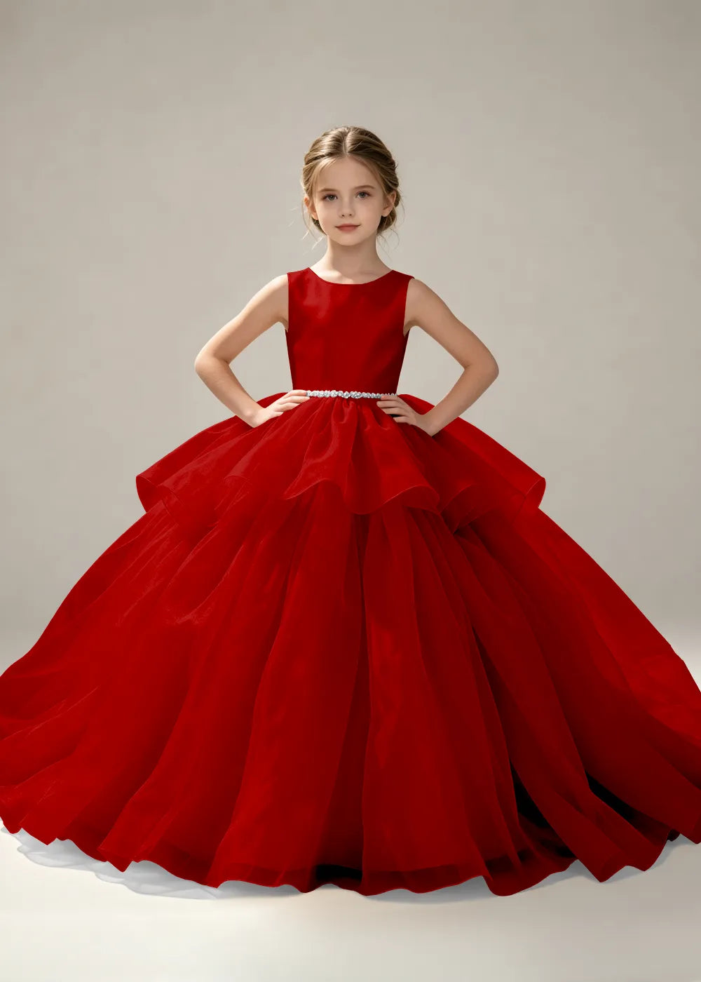 Pearl Waist Junior Bridesmaid Dress for Girls