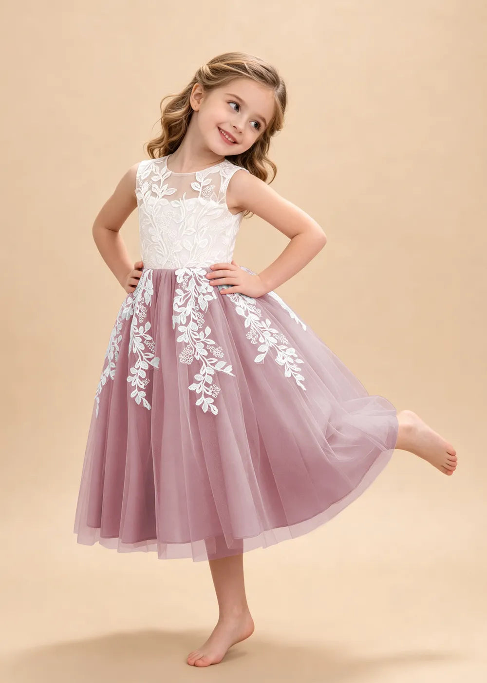 Vestido de princesa sin mangas de encaje