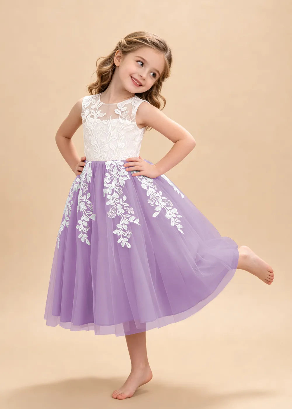 Vestido de princesa sin mangas de encaje