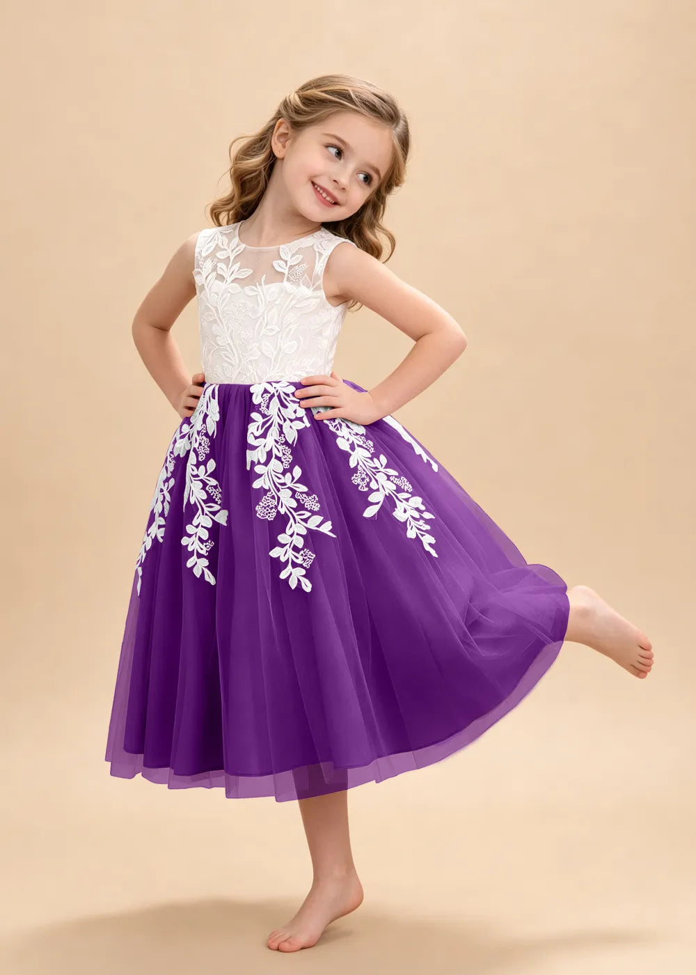 Vestido de princesa sin mangas de encaje