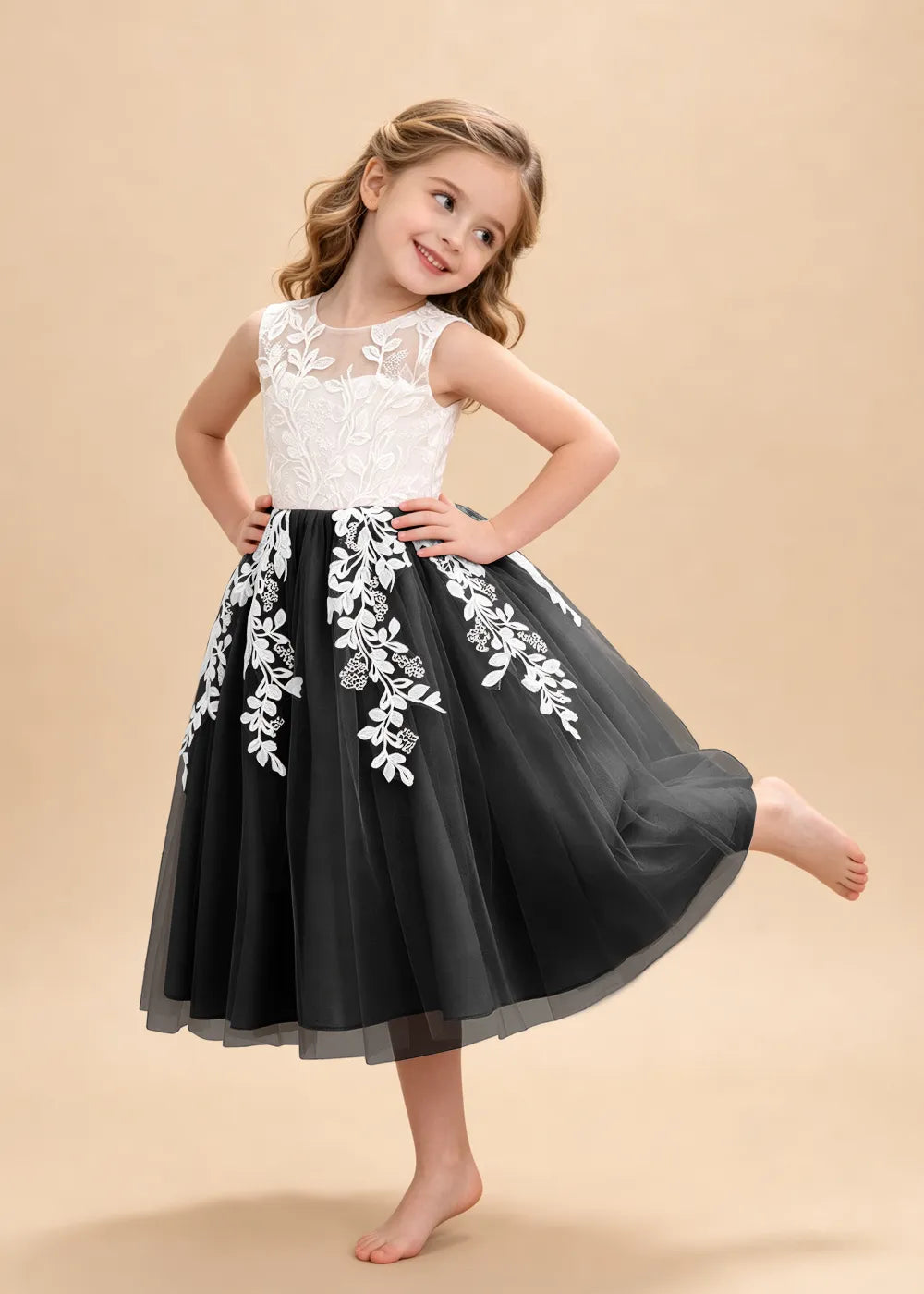 Vestido de princesa sin mangas de encaje