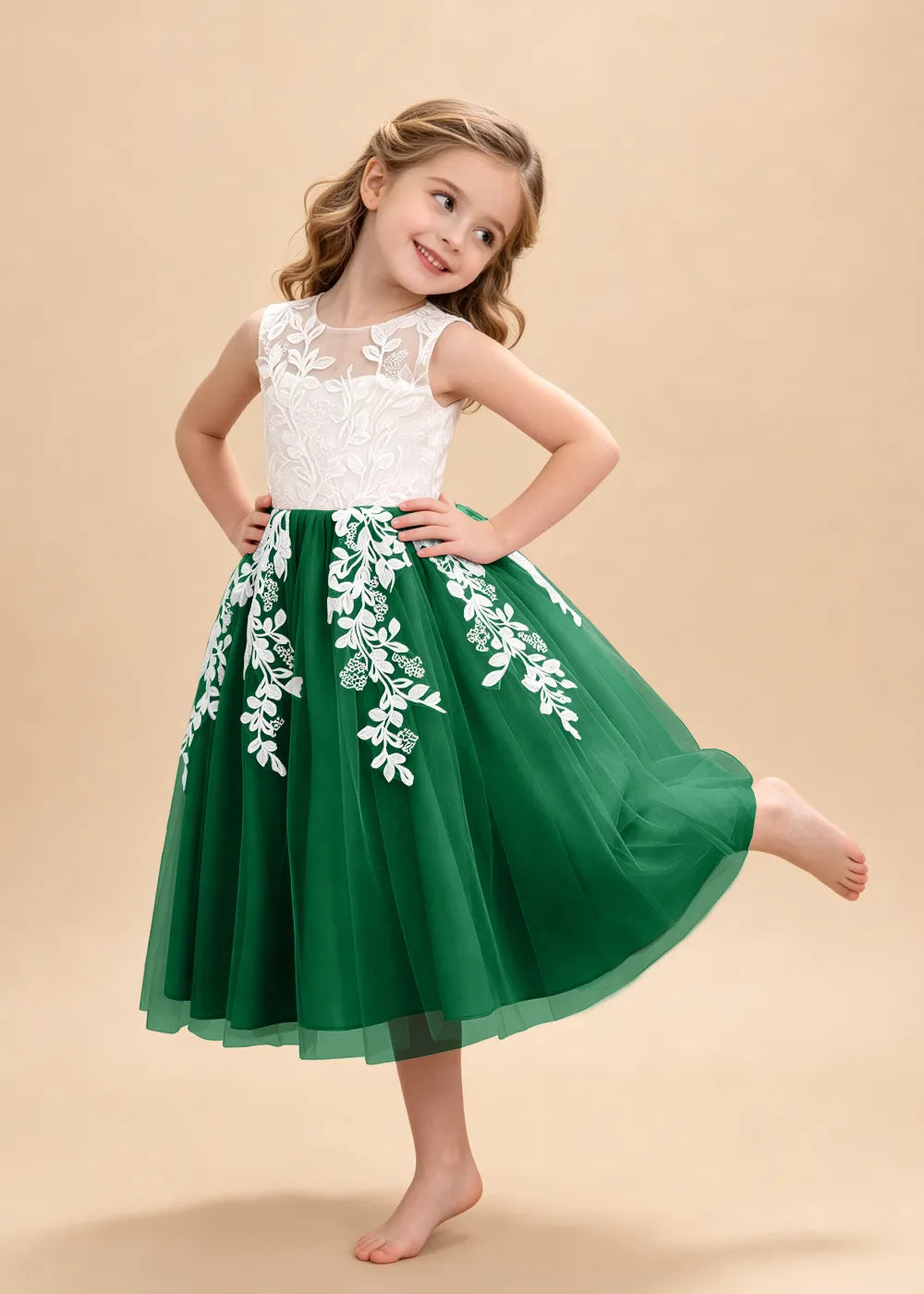 Vestido de princesa sin mangas de encaje