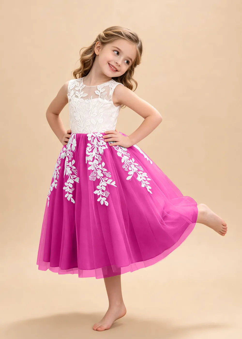 Vestido de princesa sin mangas de encaje