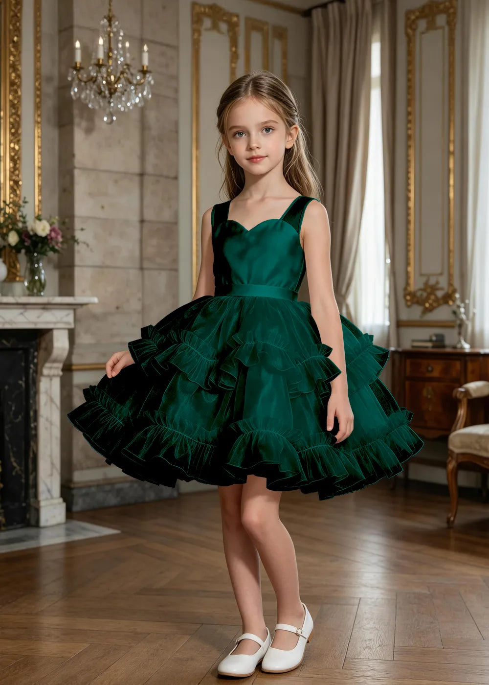 Sweetheart Tiered Ruffle Flower Girl Dress