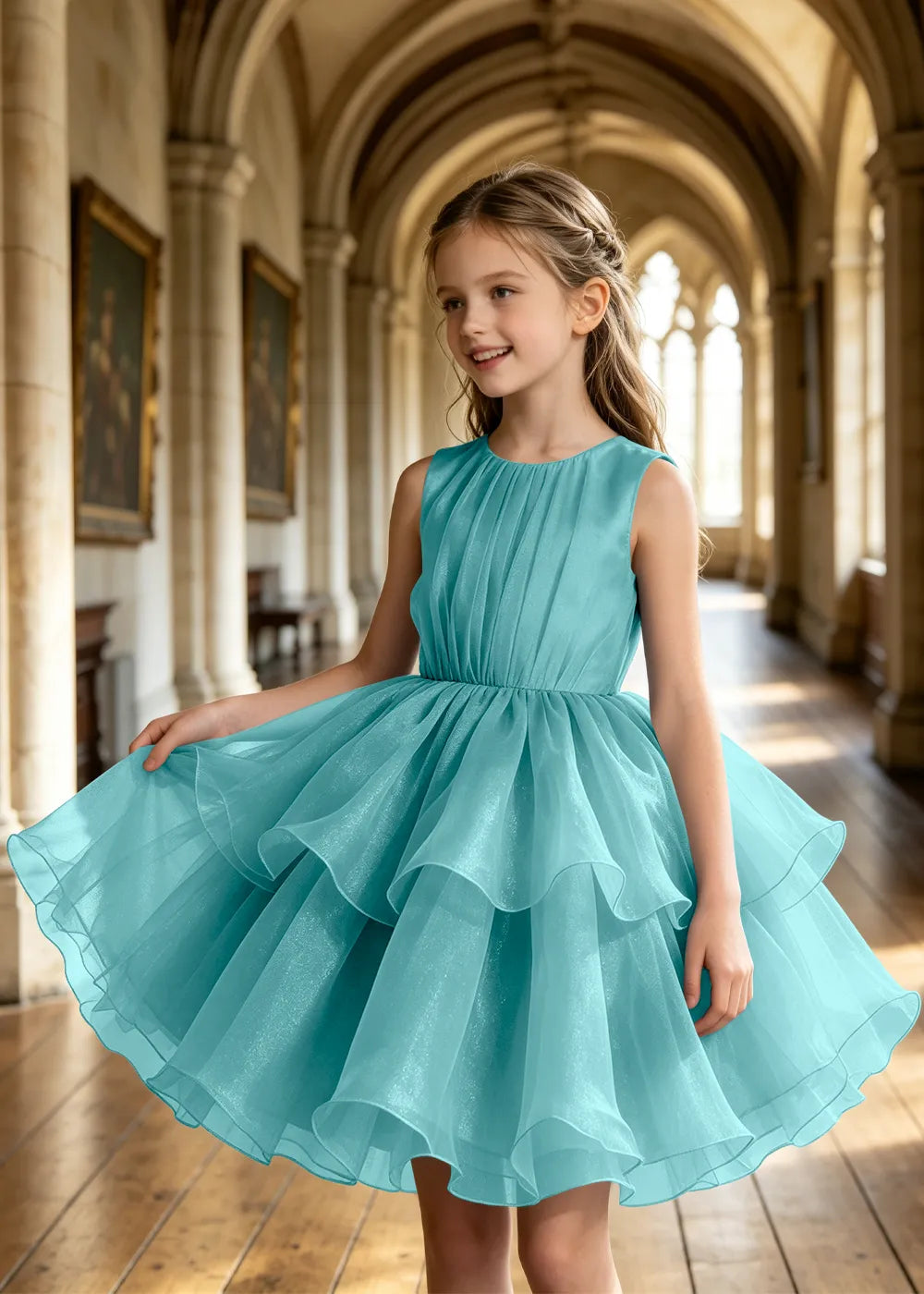 Girls Tiered Organza Special Occasion Dress