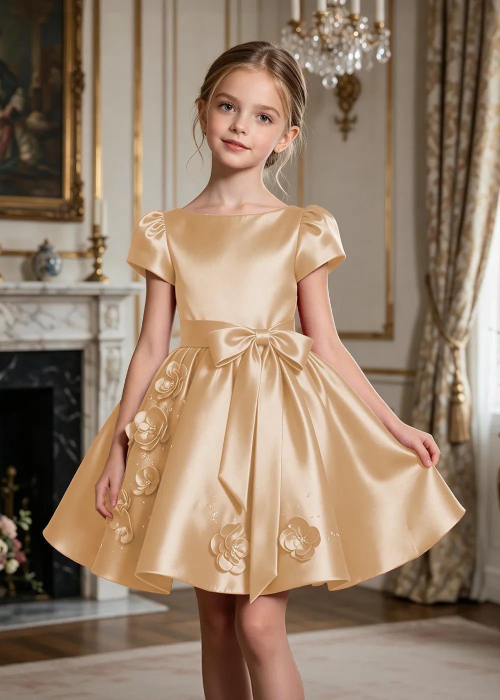 Scarlett Bow Satin Party Dress for Girls