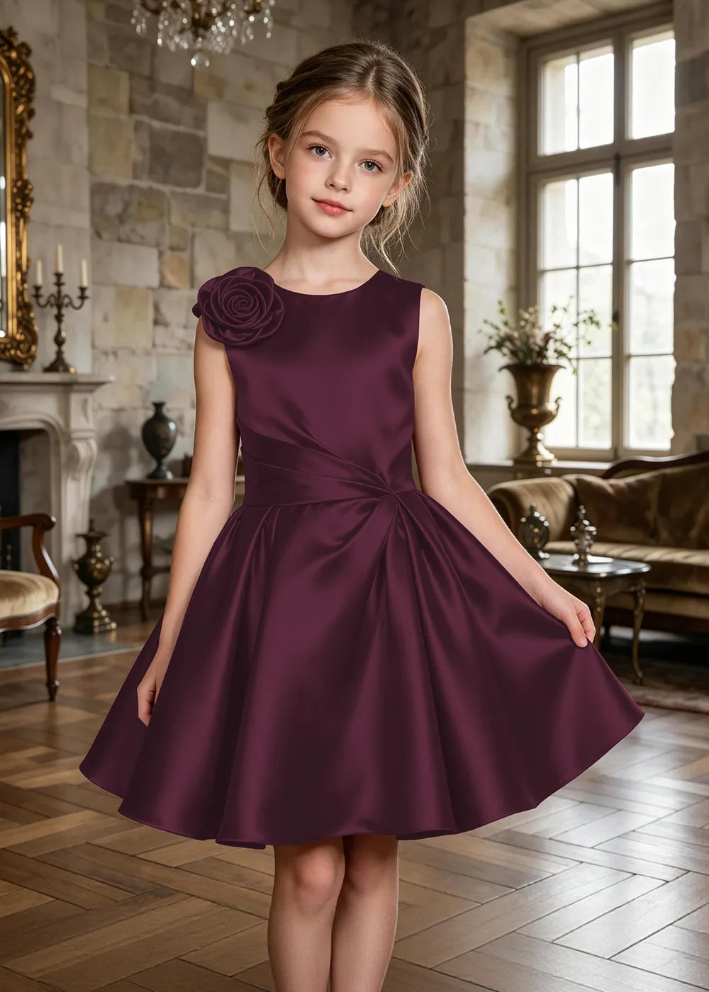 Evelina Floral Shoulder Junior Formal Dress