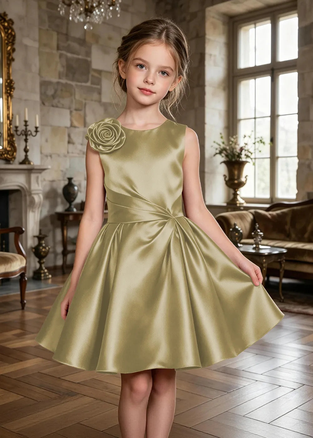 Evelina Floral Shoulder Junior Formal Dress