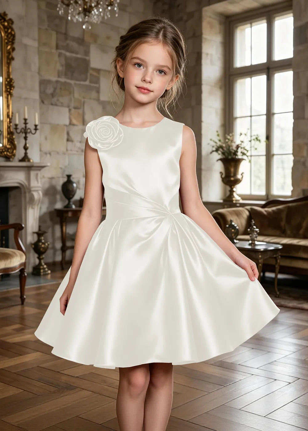 Aurelia Sculpted Rose Satin Party Dress
