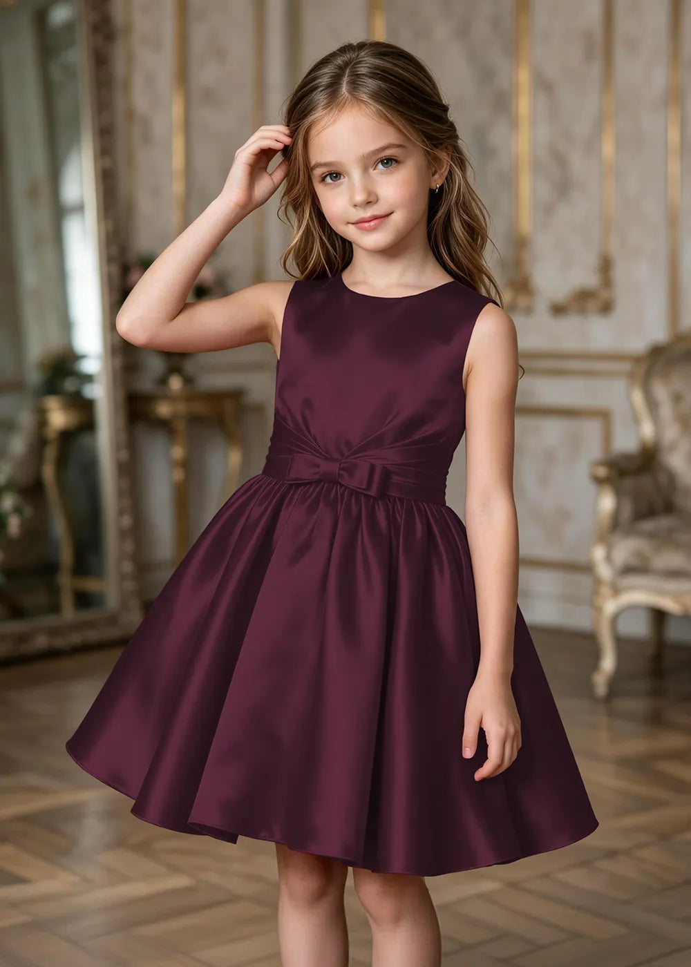 Rosalie Pleated Satin Junior Formal Dress
