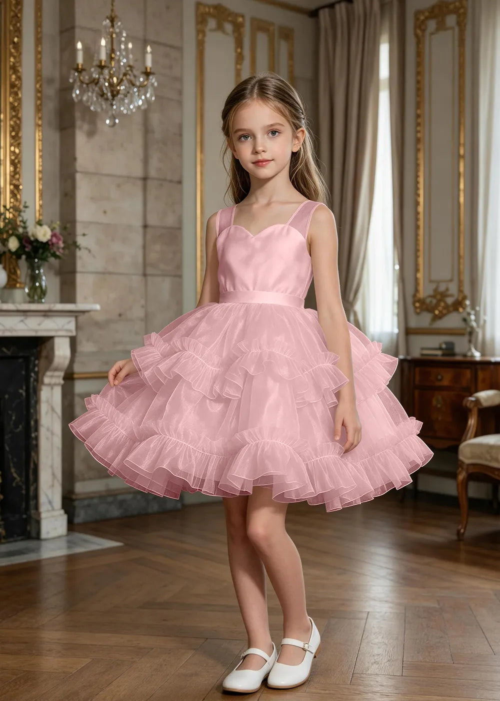 Sweetheart Tiered Ruffle Flower Girl Dress