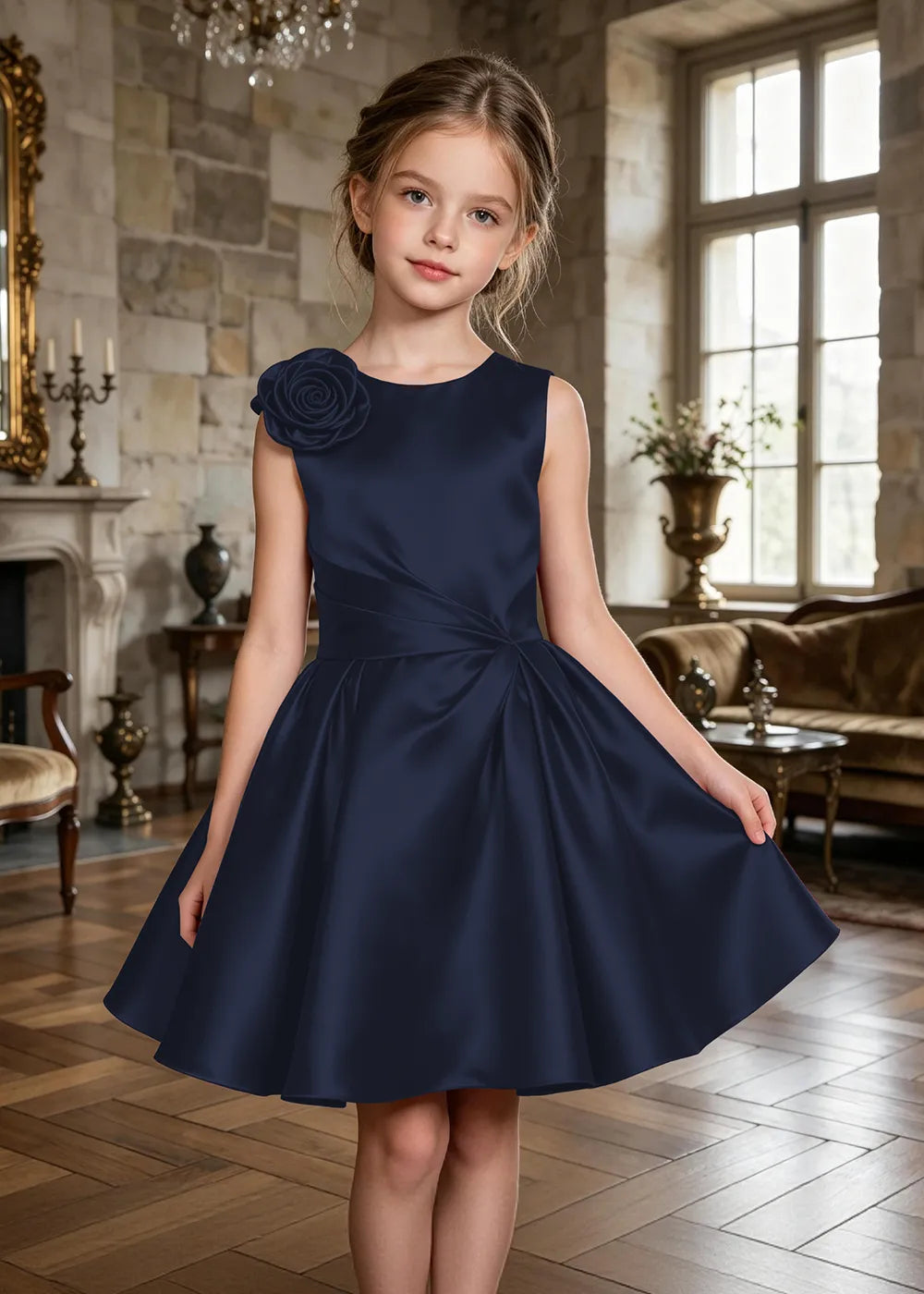 Evelina Floral Shoulder Junior Formal Dress