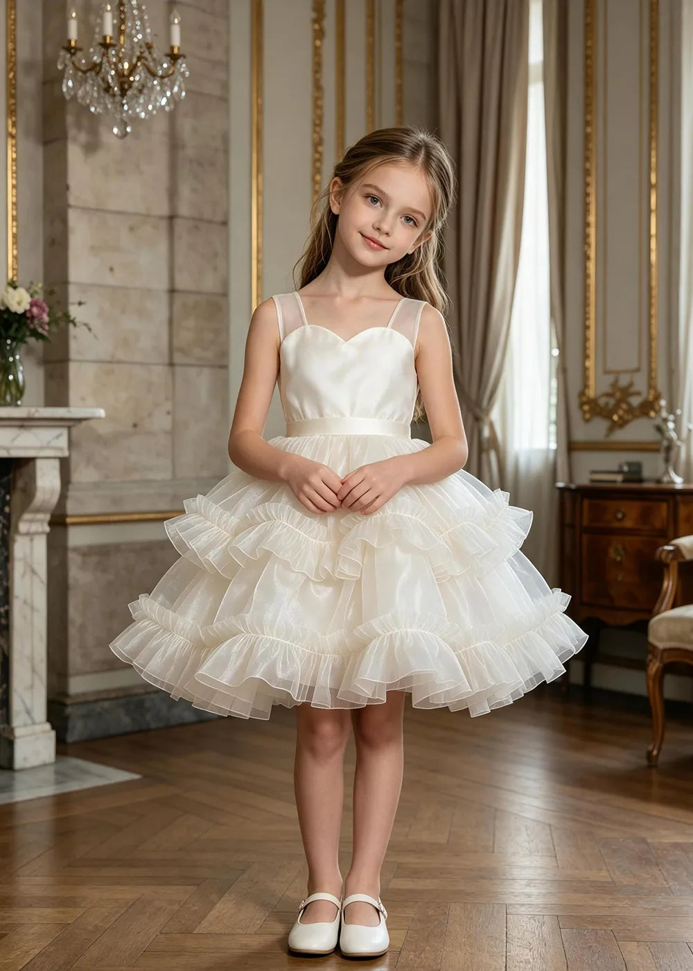 Sweetheart Tiered Ruffle Flower Girl Dress