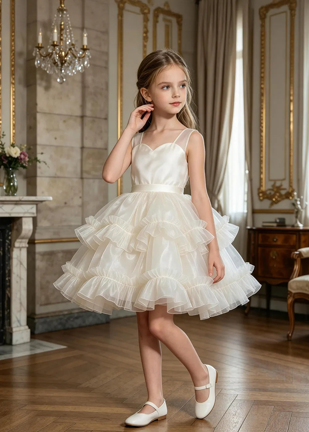 Sweetheart Tiered Ruffle Flower Girl Dress