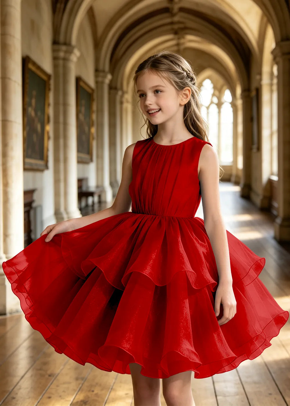 Girls Tiered Organza Special Occasion Dress