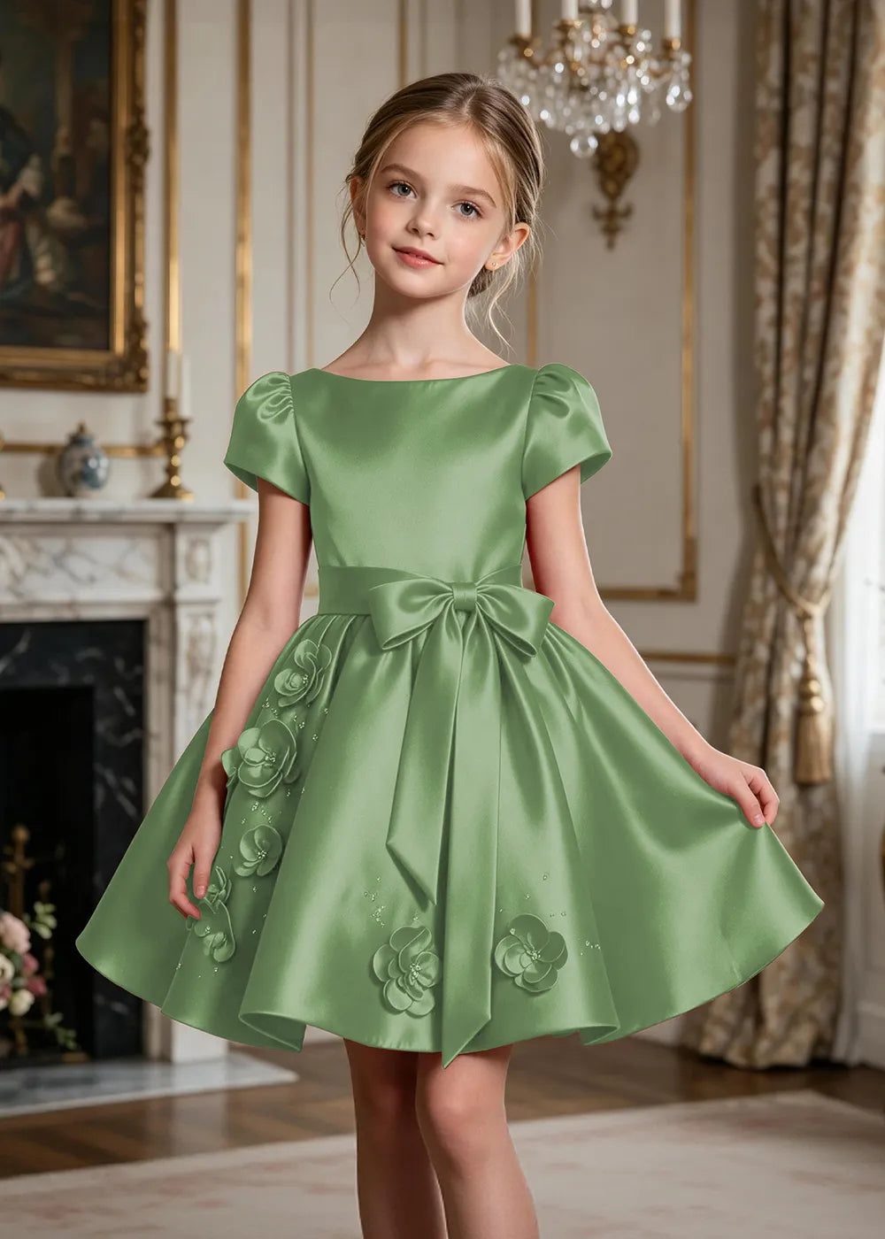 Scarlett Bow Satin Party Dress for Girls
