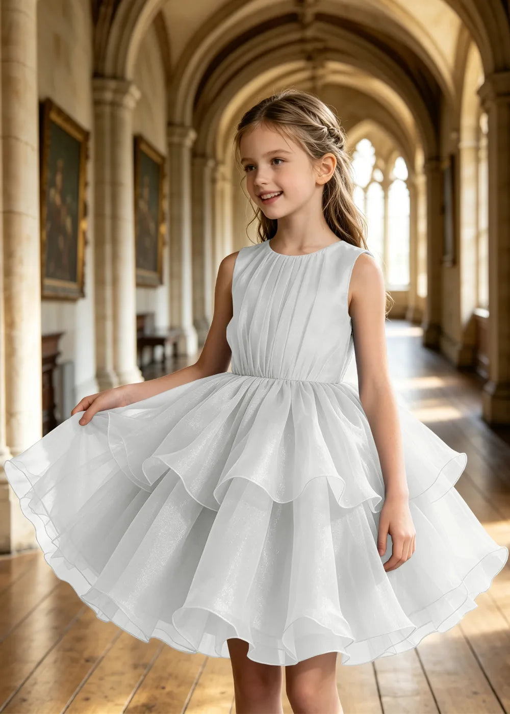 Girls Tiered Organza Special Occasion Dress