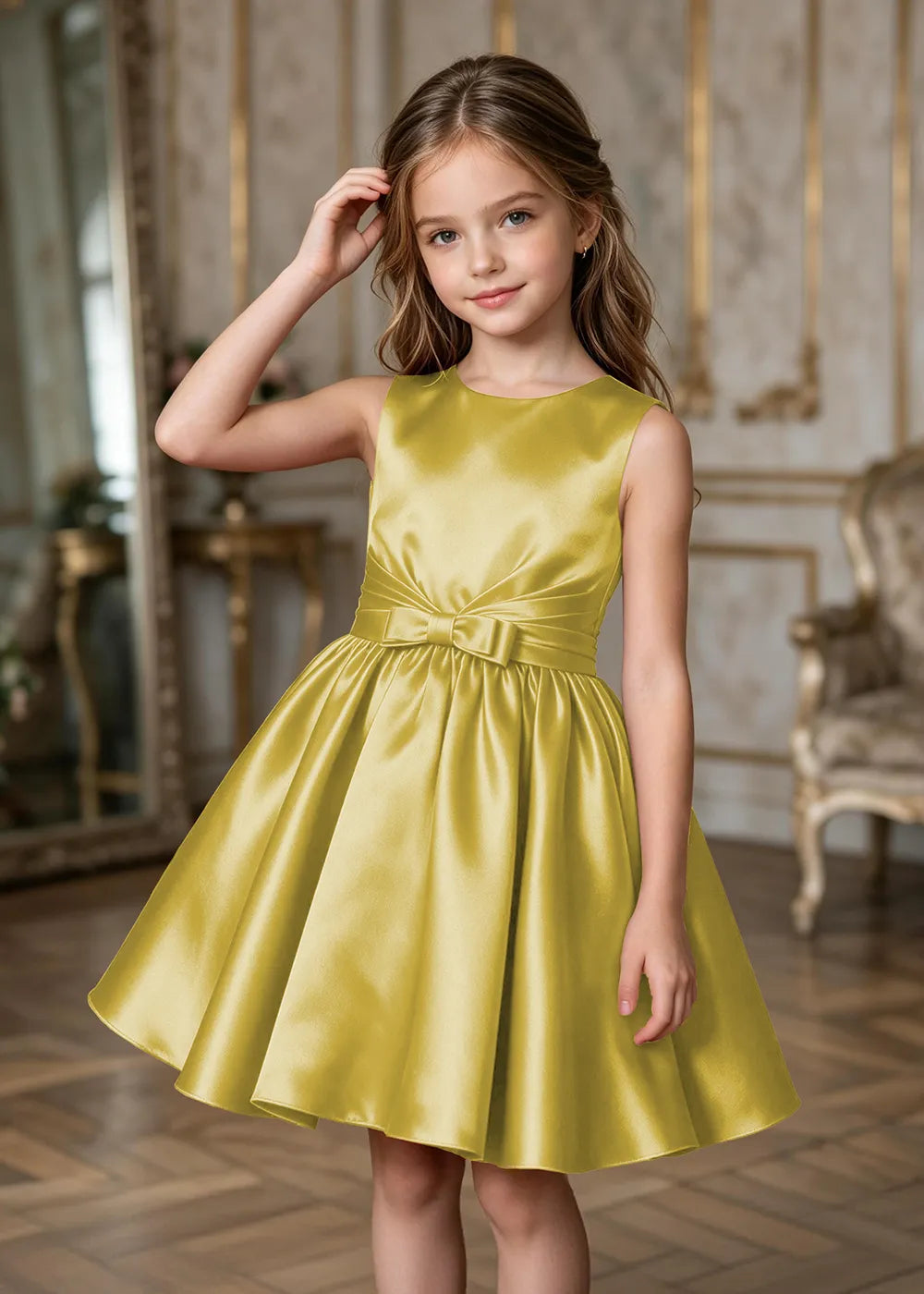 Celestine Bow-Waist Satin Party Dress