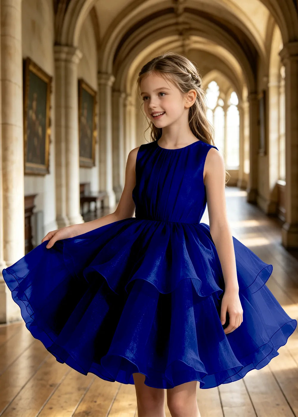 Girls Tiered Organza Special Occasion Dress