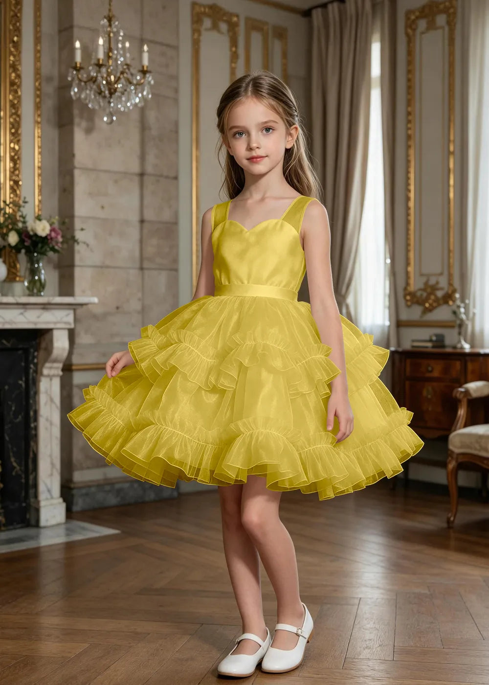 Sweetheart Tiered Ruffle Flower Girl Dress