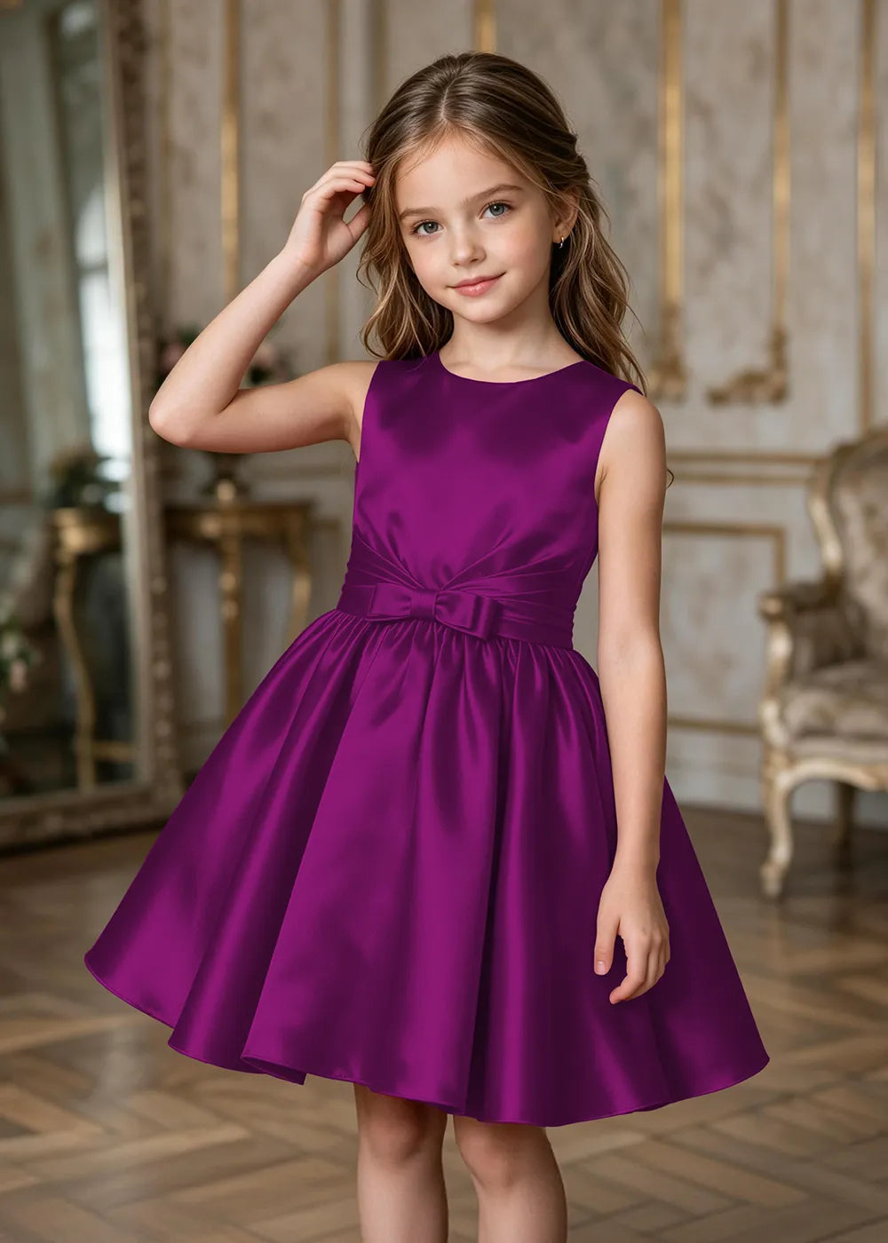 Celestine Bow-Waist Satin Party Dress