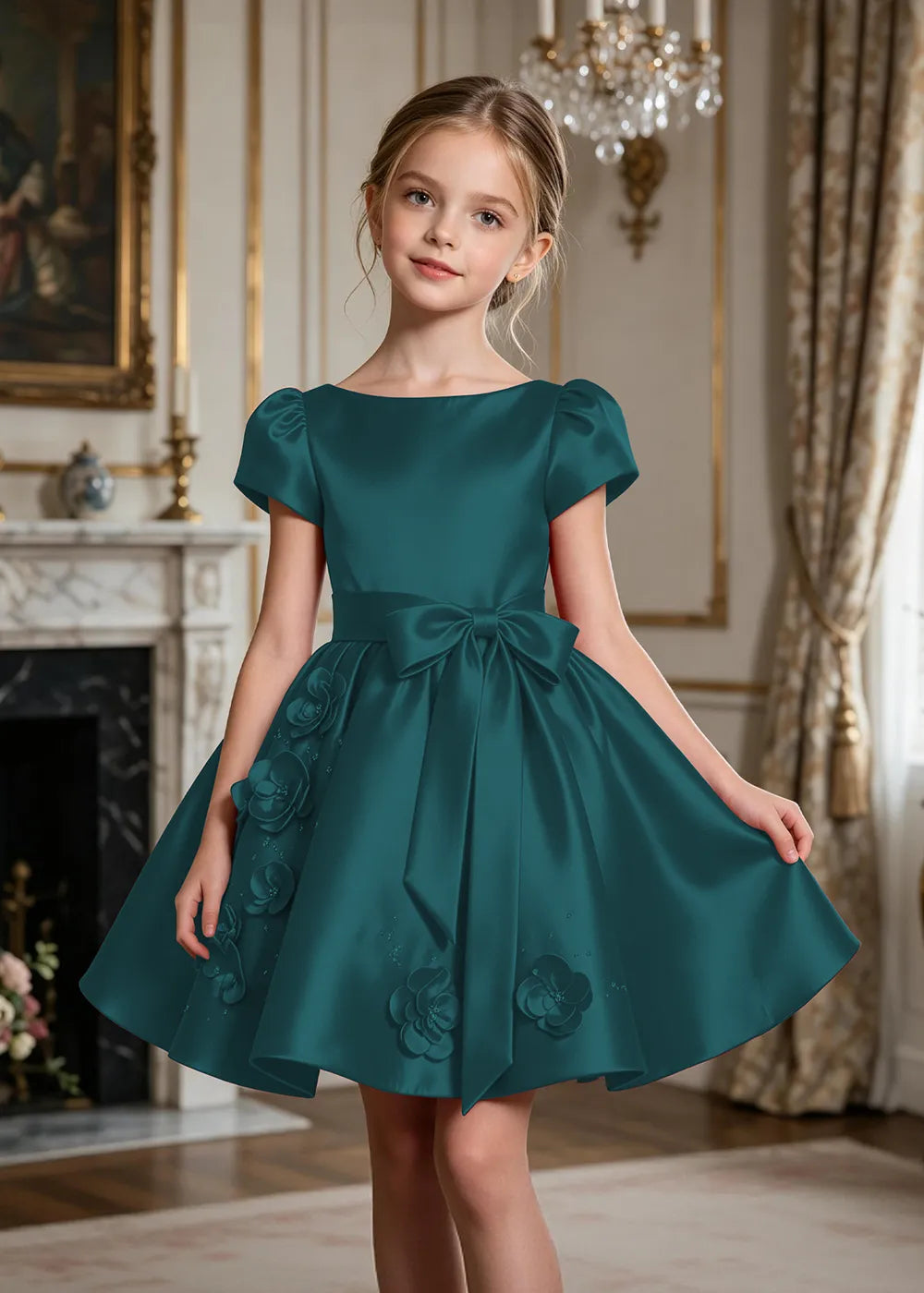 Scarlett Bow Satin Party Dress for Girls