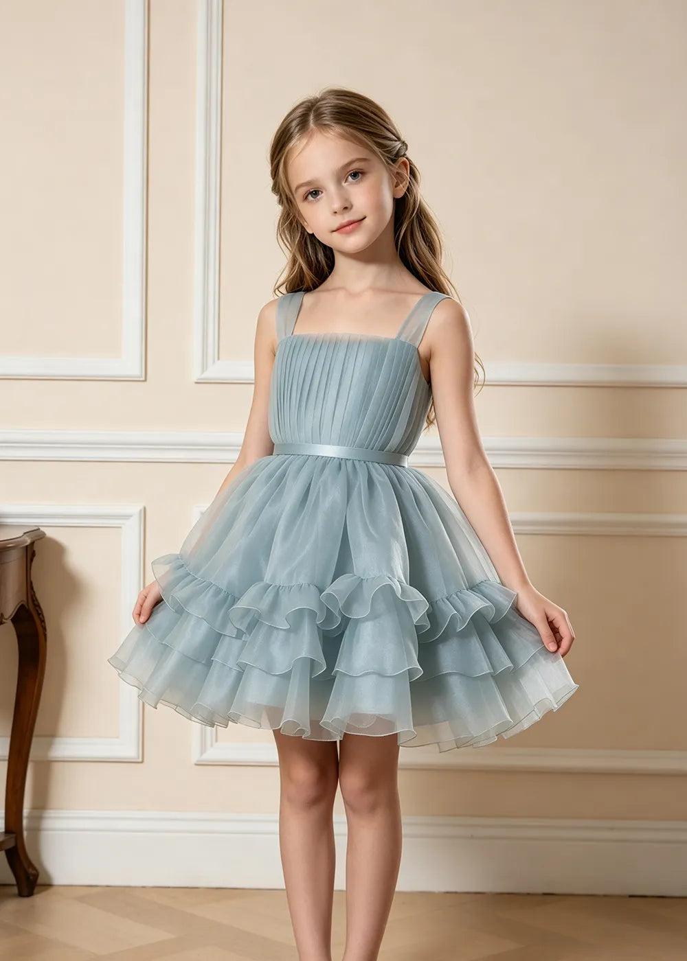 Blomsterblonde tullefestkjole til piger