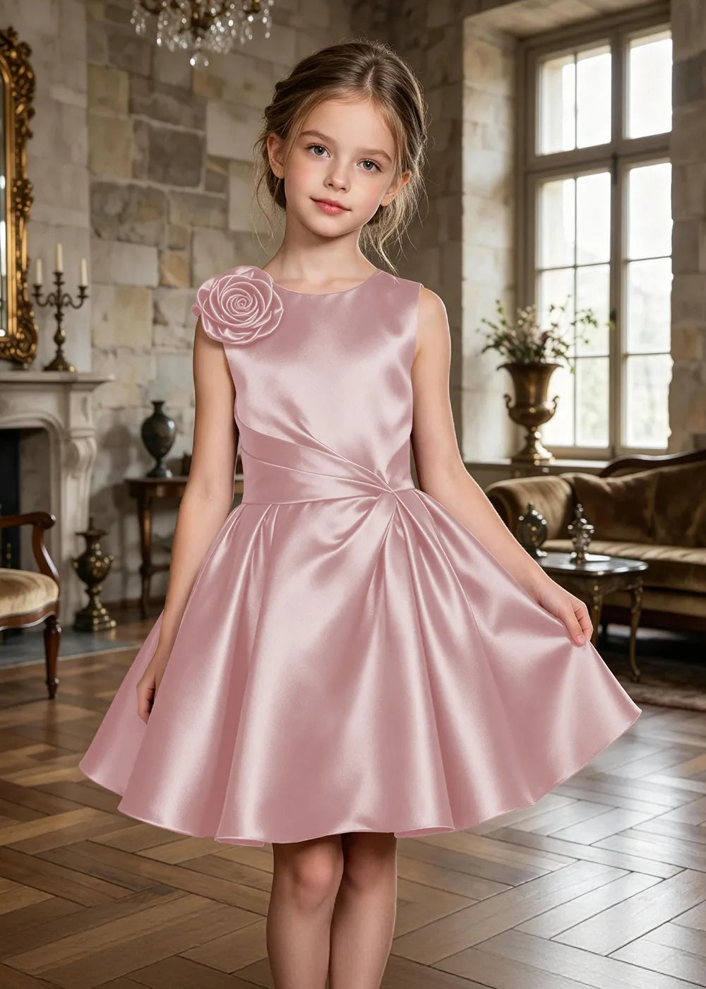 Evelina Floral Shoulder Junior Formal Dress