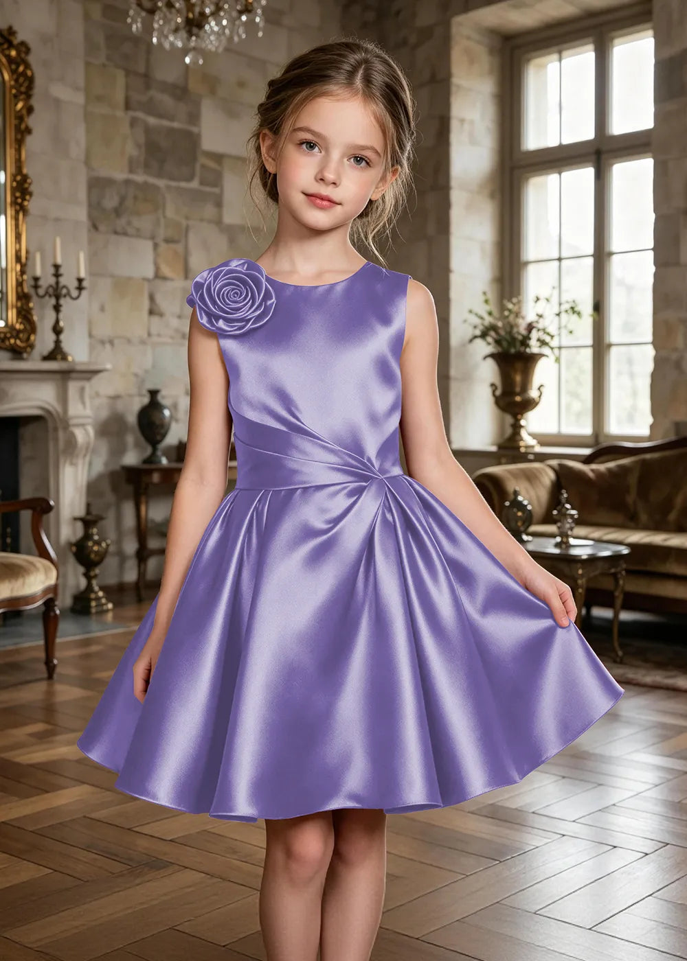 Evelina Floral Shoulder Junior Formal Dress