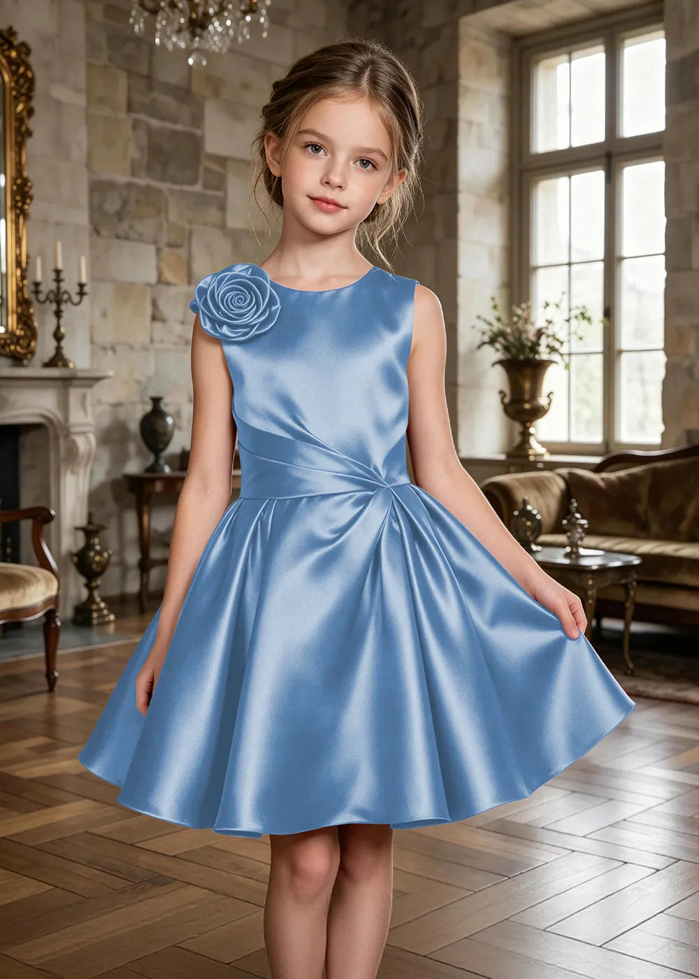 Evelina Floral Shoulder Junior Formal Dress