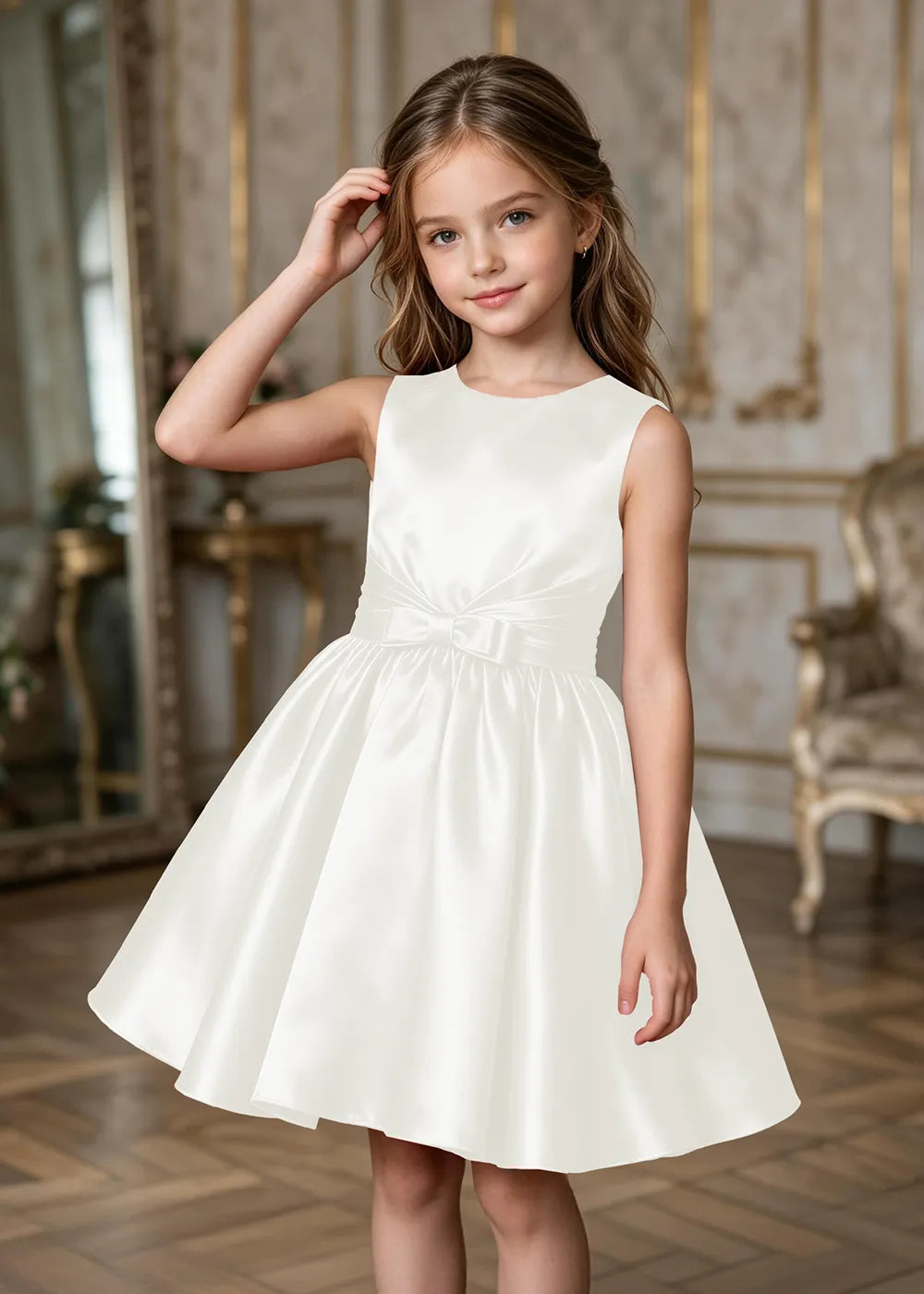 Rosalie Pleated Satin Junior Formal Dress