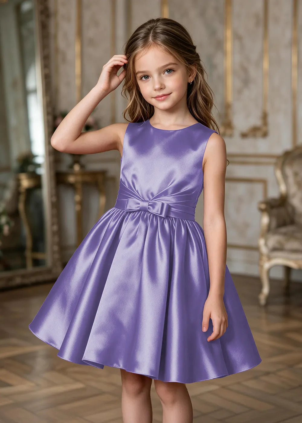 Rosalie Pleated Satin Junior Formal Dress