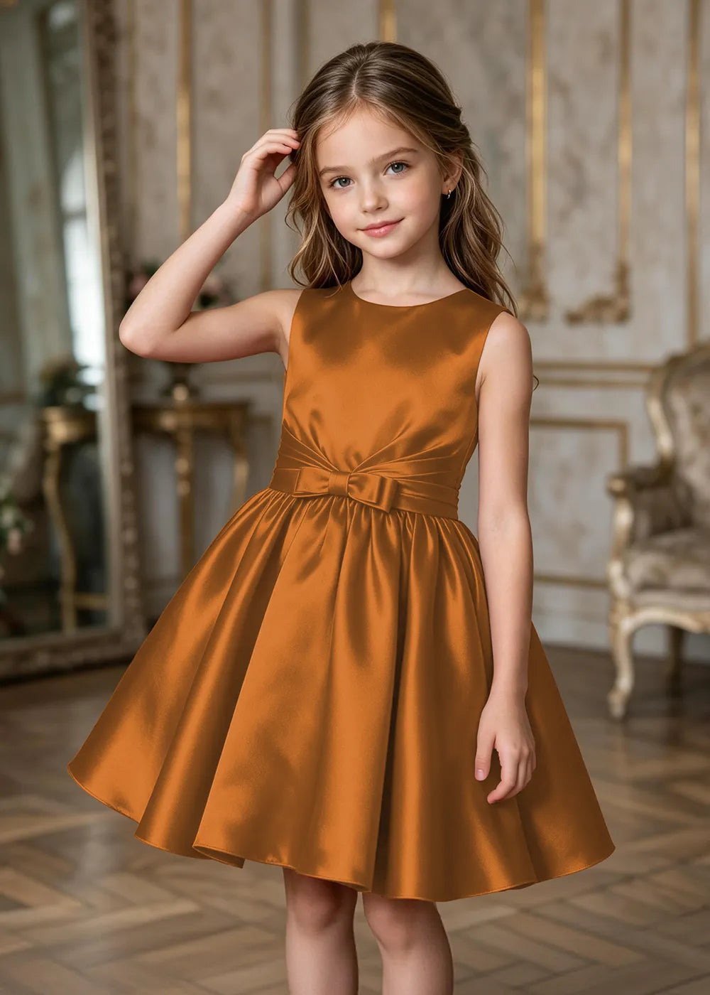 Rosalie Pleated Satin Junior Formal Dress