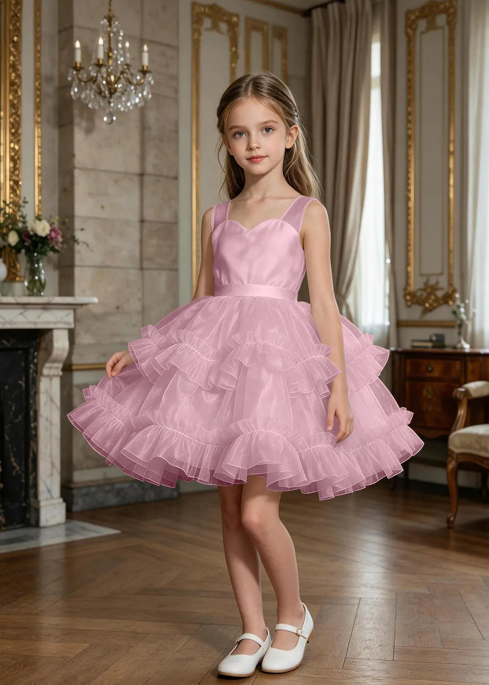 Sweetheart Tiered Ruffle Flower Girl Dress