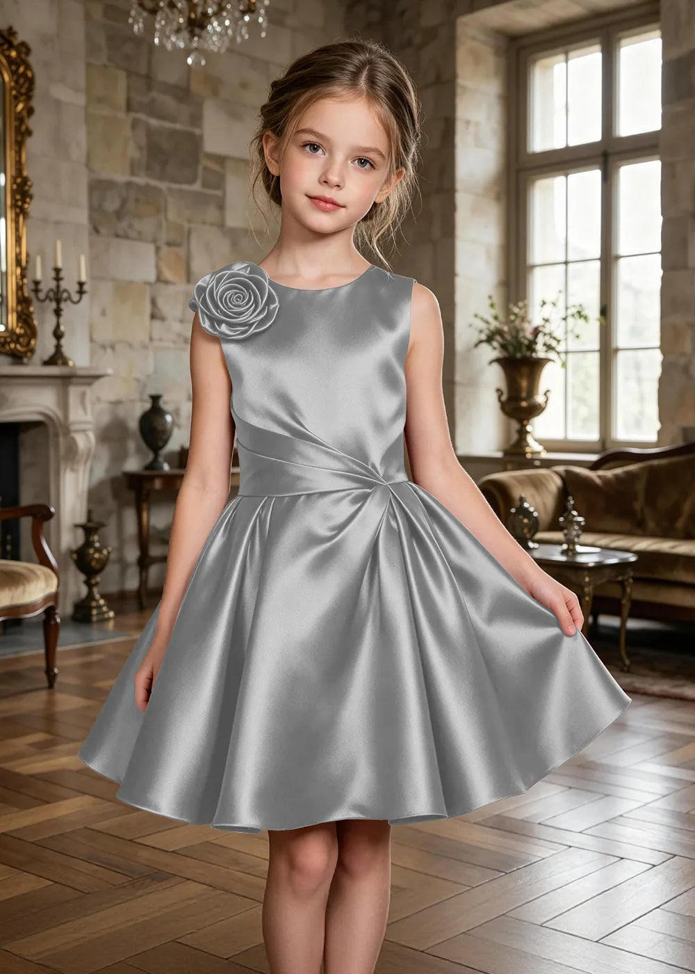 Evelina Floral Shoulder Junior Formal Dress
