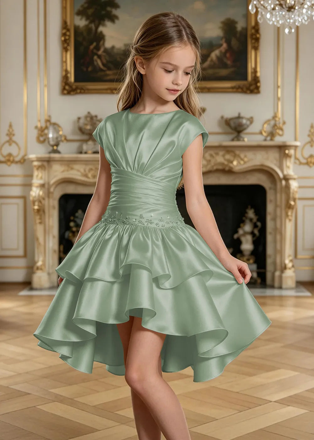 Rosamund Asymmetric Ruffle Junior Formal Dress