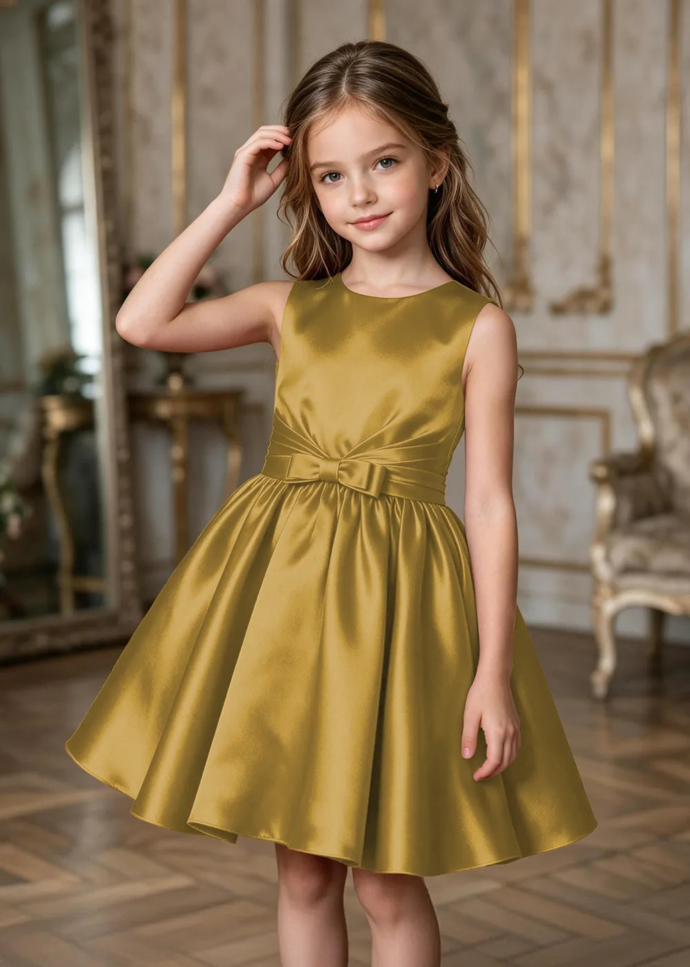 Rosalie Pleated Satin Junior Formal Dress