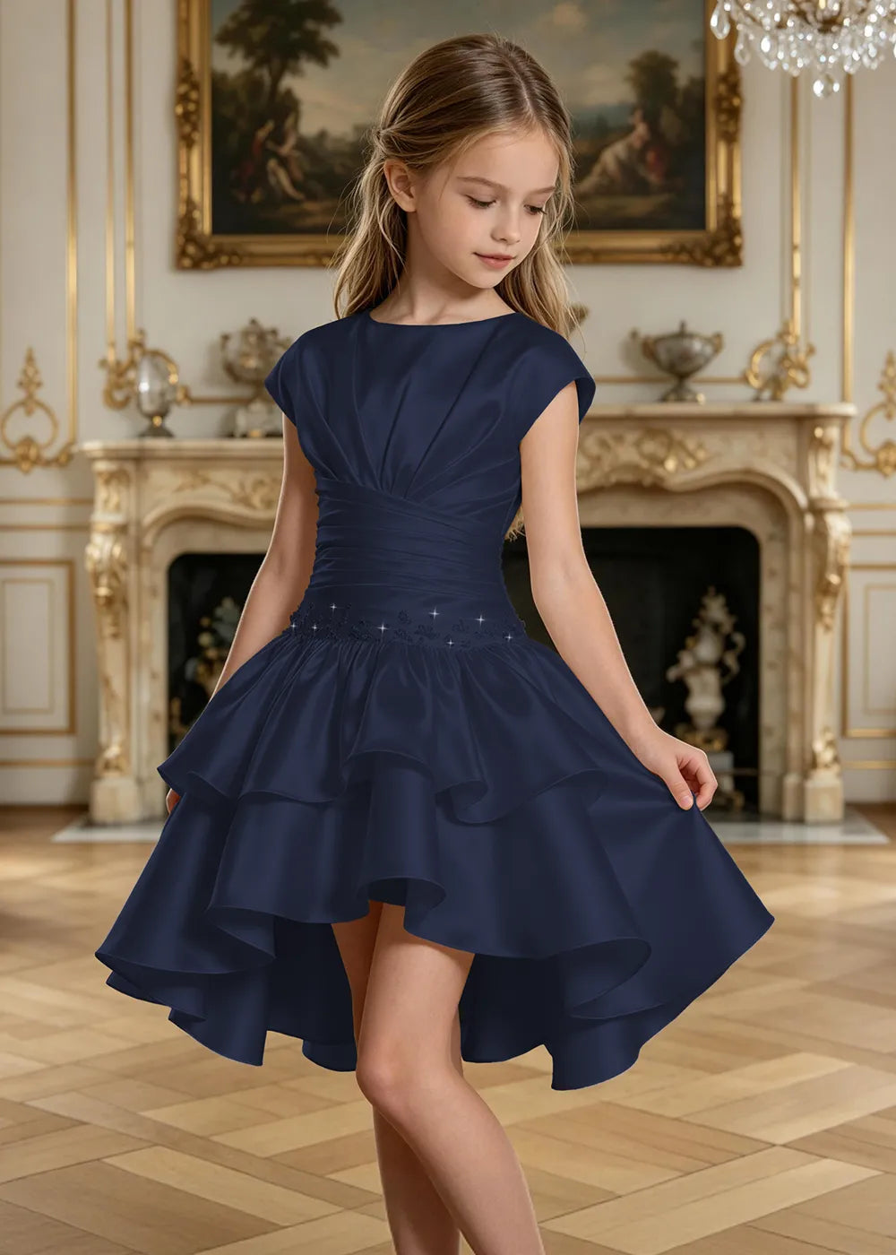 Rosamund Asymmetric Ruffle Junior Formal Dress