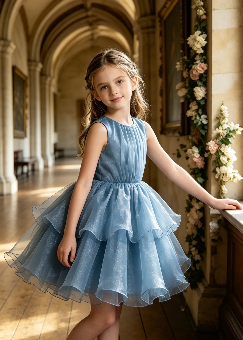 Girls Tiered Organza Special Occasion Dress