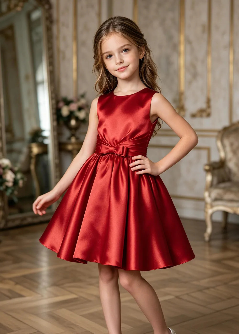 Celestine Bow-Waist Satin Party Dress