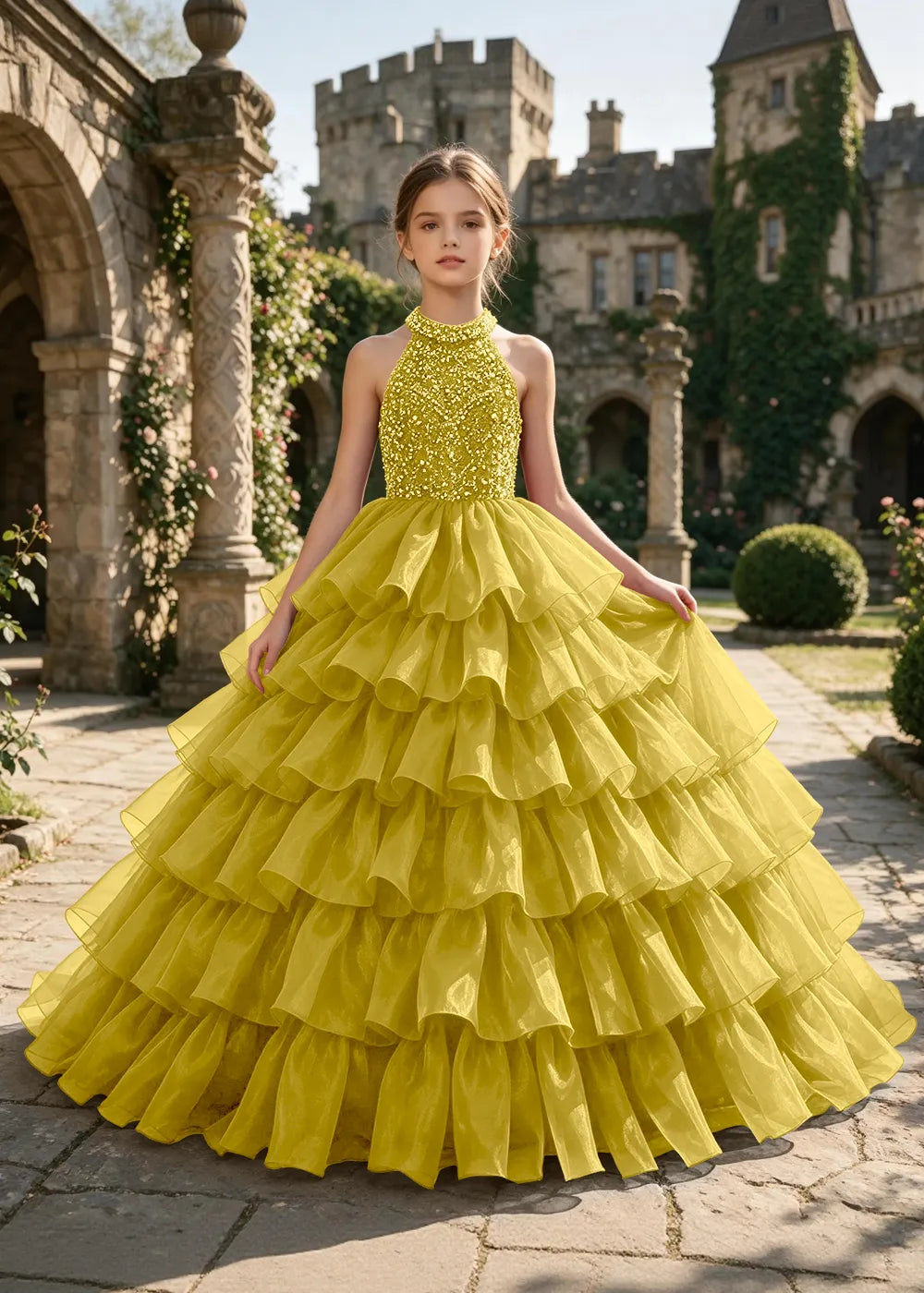 Embellished Ruffle Junior Formal Ball Gown
