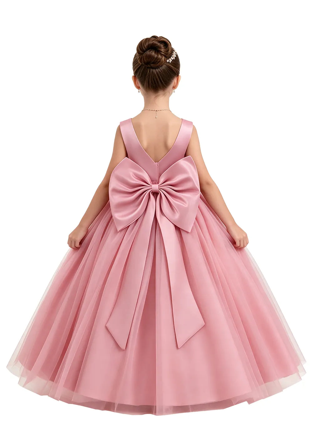 V-Neck Tulle Flower Girl Dress